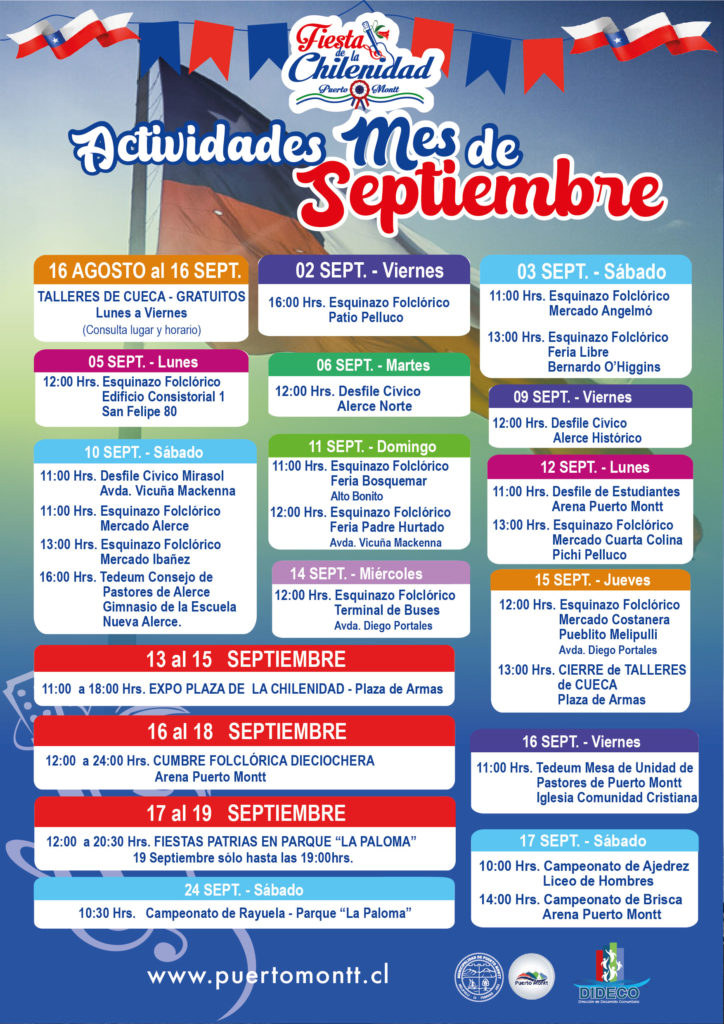 Revise Aquí El Calendario De Actividades De Fiestas Patrias 2022 Municipalidad De Puerto Montt 4739